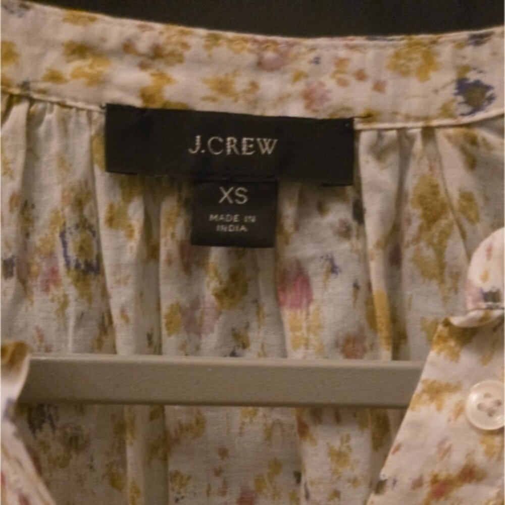J. Crew Cream 3/4 Sleeve Blouse with Mandarin Collar - Picture 2 of 2